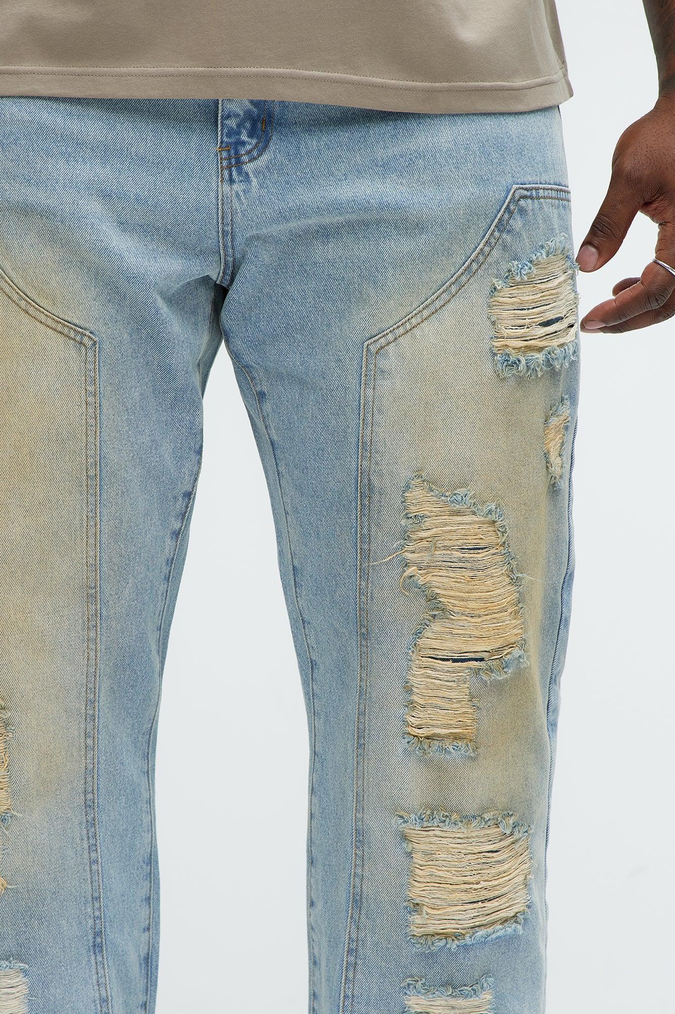 Walk It Carpenter Distressed Straight Jeans - Vintage Blue Wash Product Image
