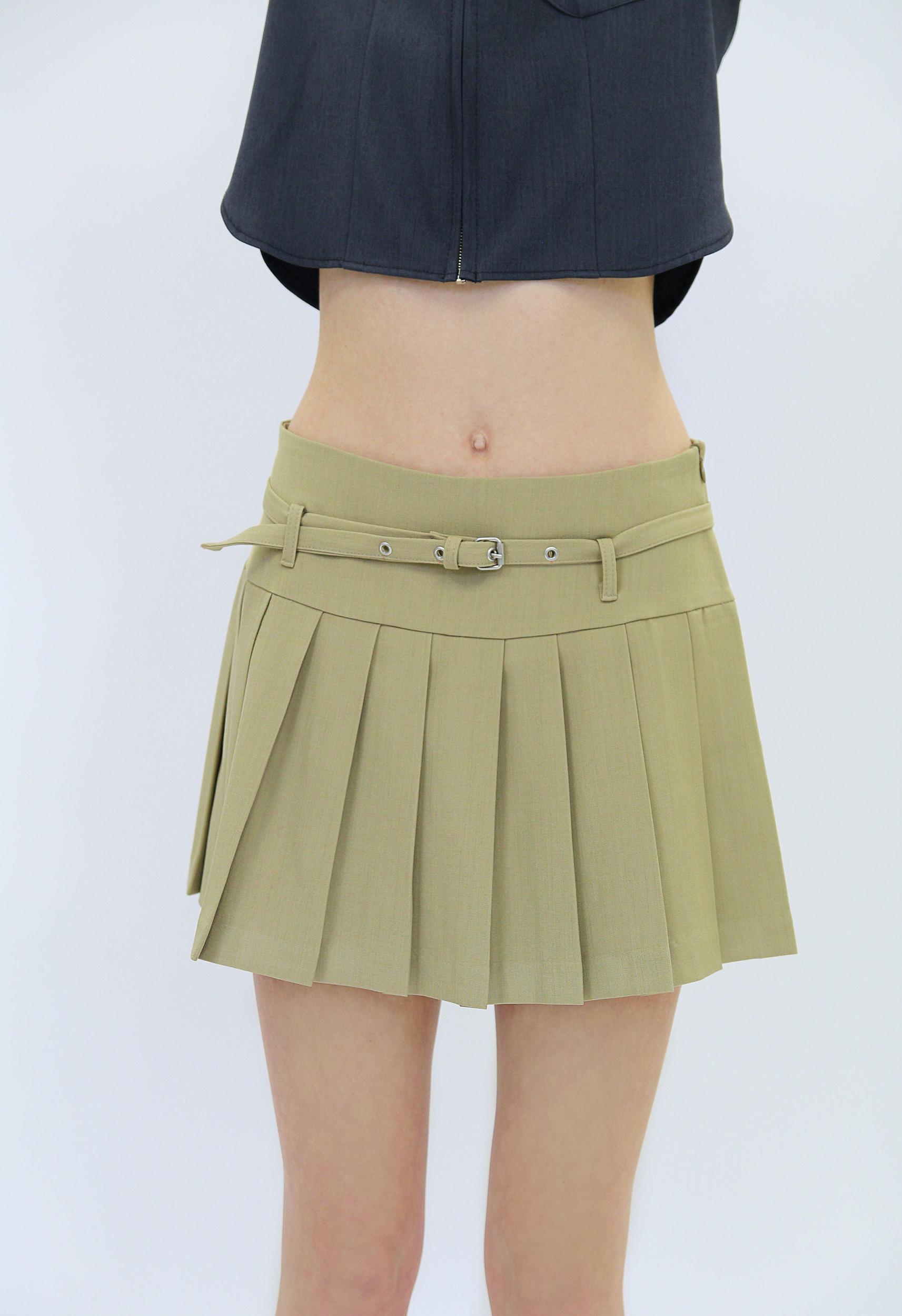 Pleated Mini Skirt in Camel Product Image