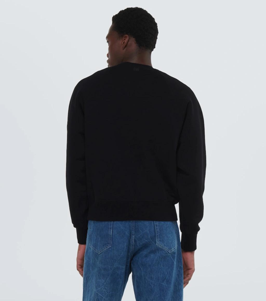 AMI ALEXANDRE MATTIUSSI Ami Classic Black Sweater With Round Neckline And Emblem Detail Product Image