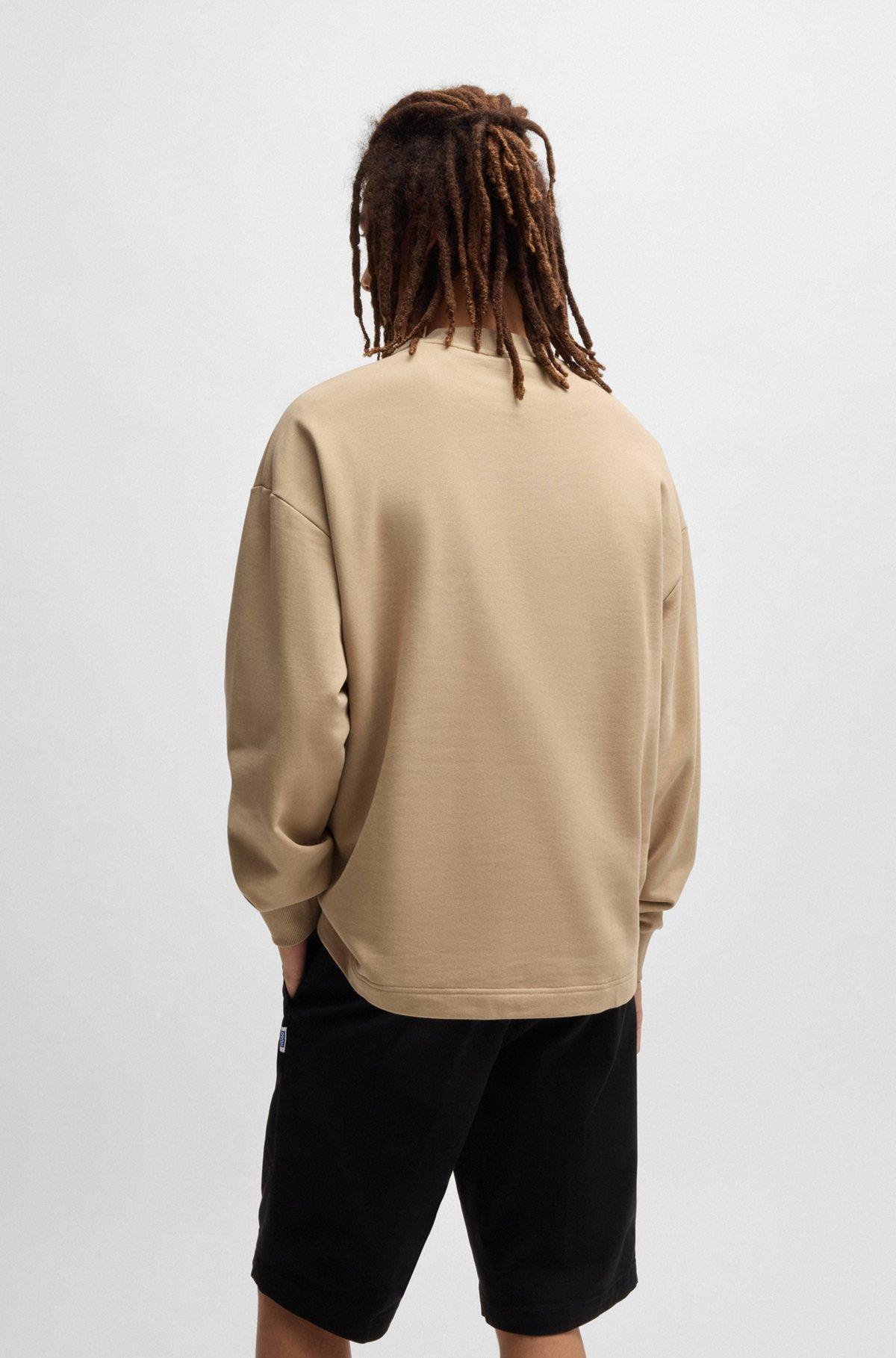 Cotton-terry sweatshirt with blue logo patch Product Image