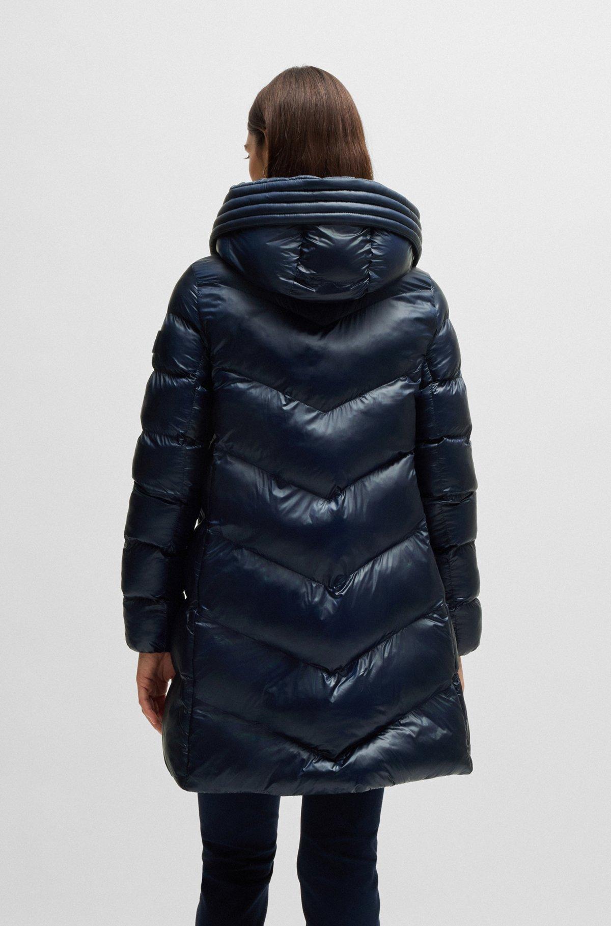 BOSS - Water-repellent padded parka jacket with polished trims - Dark Blue Product Image