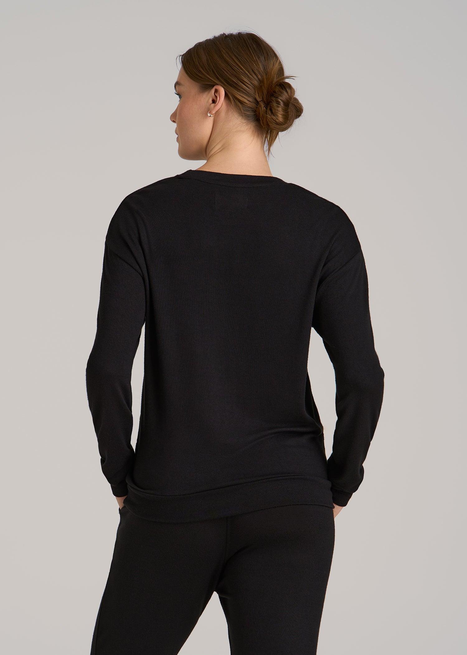 Cozy Lounge Crewneck for Tall Women in Black Female Product Image