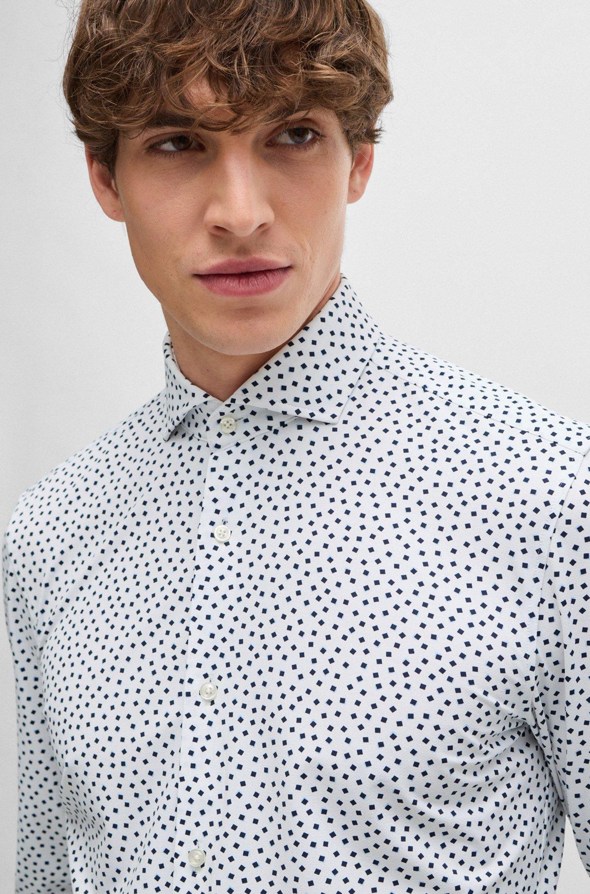 Slim-fit shirt in printed performance-stretch fabric Product Image