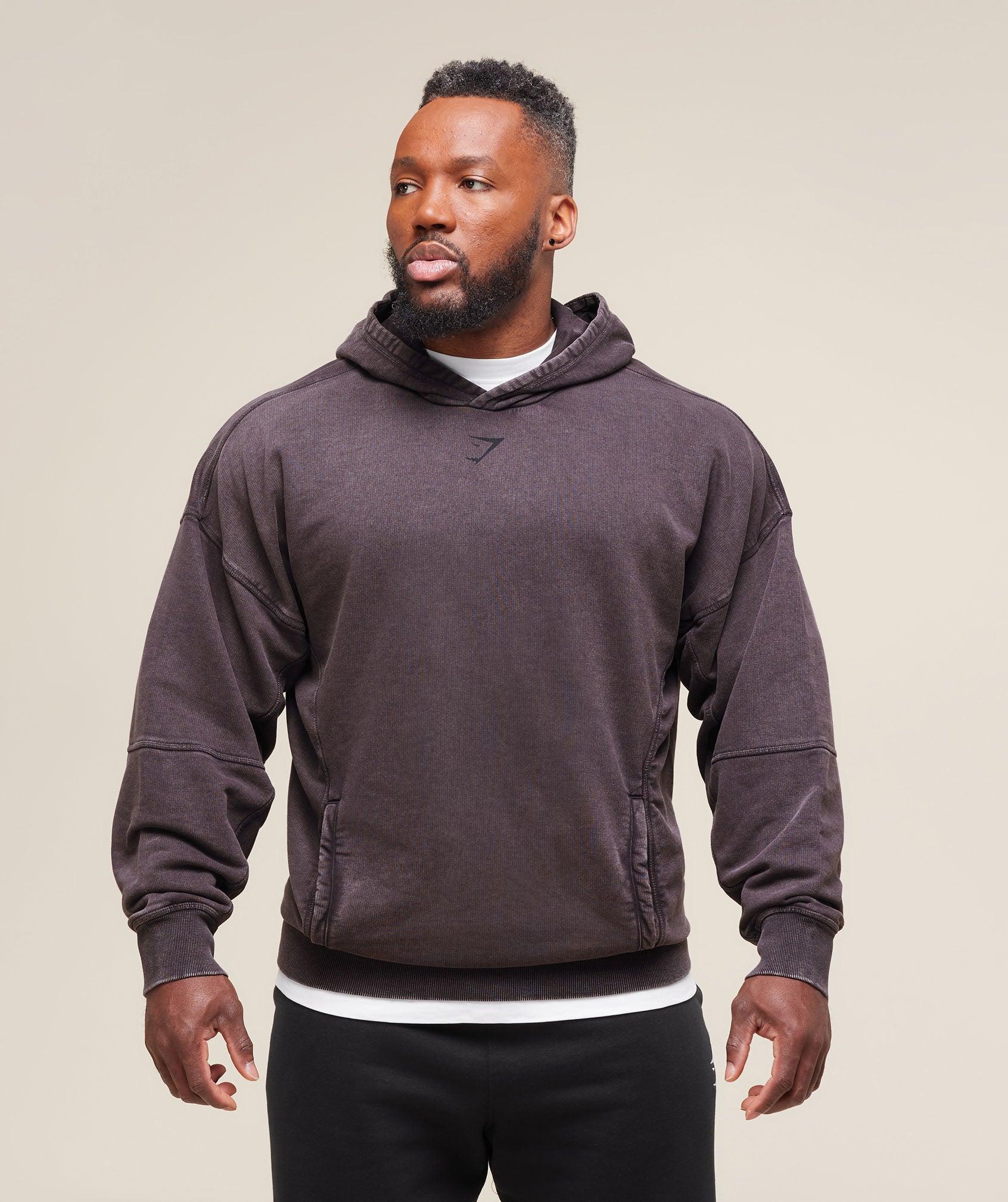 Gymshark Heritage Washed Hoodie - Plum Brown Male Product Image
