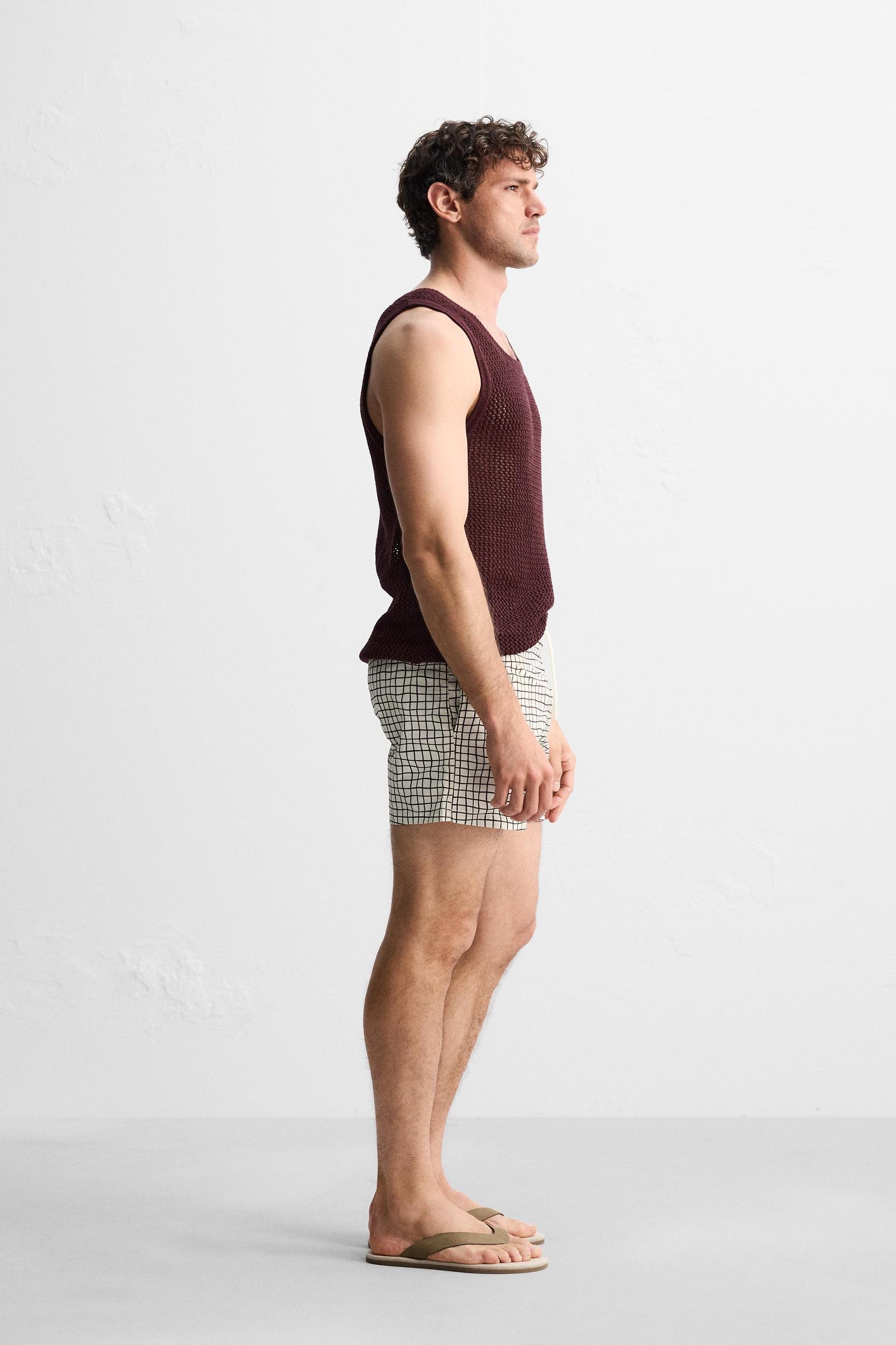 CHECKERED PRINT MID-LENGTH SWIMSUIT Product Image