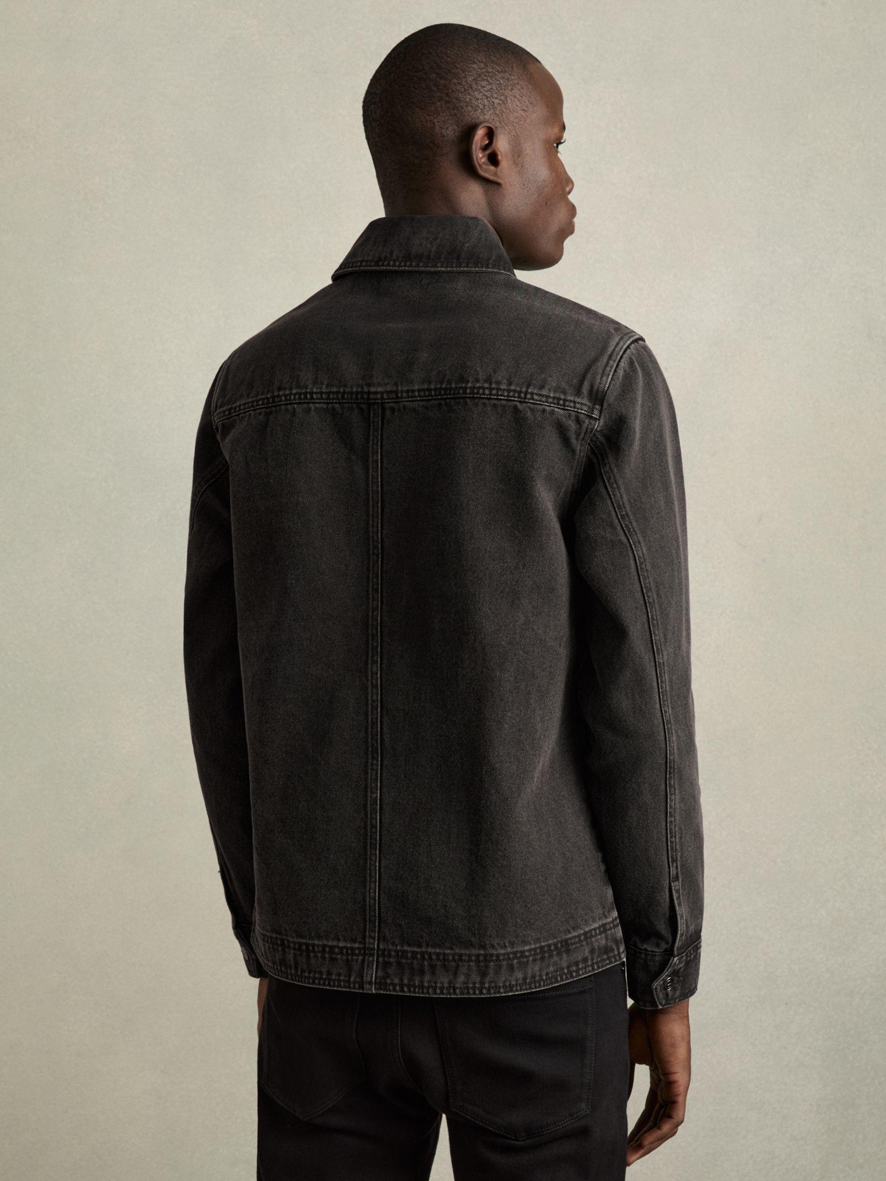 Cotton-Denim Button-Through Overshirt in Washed Black Product Image