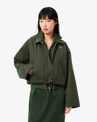 Oversized Polo Collar Twill Jacket Product Image