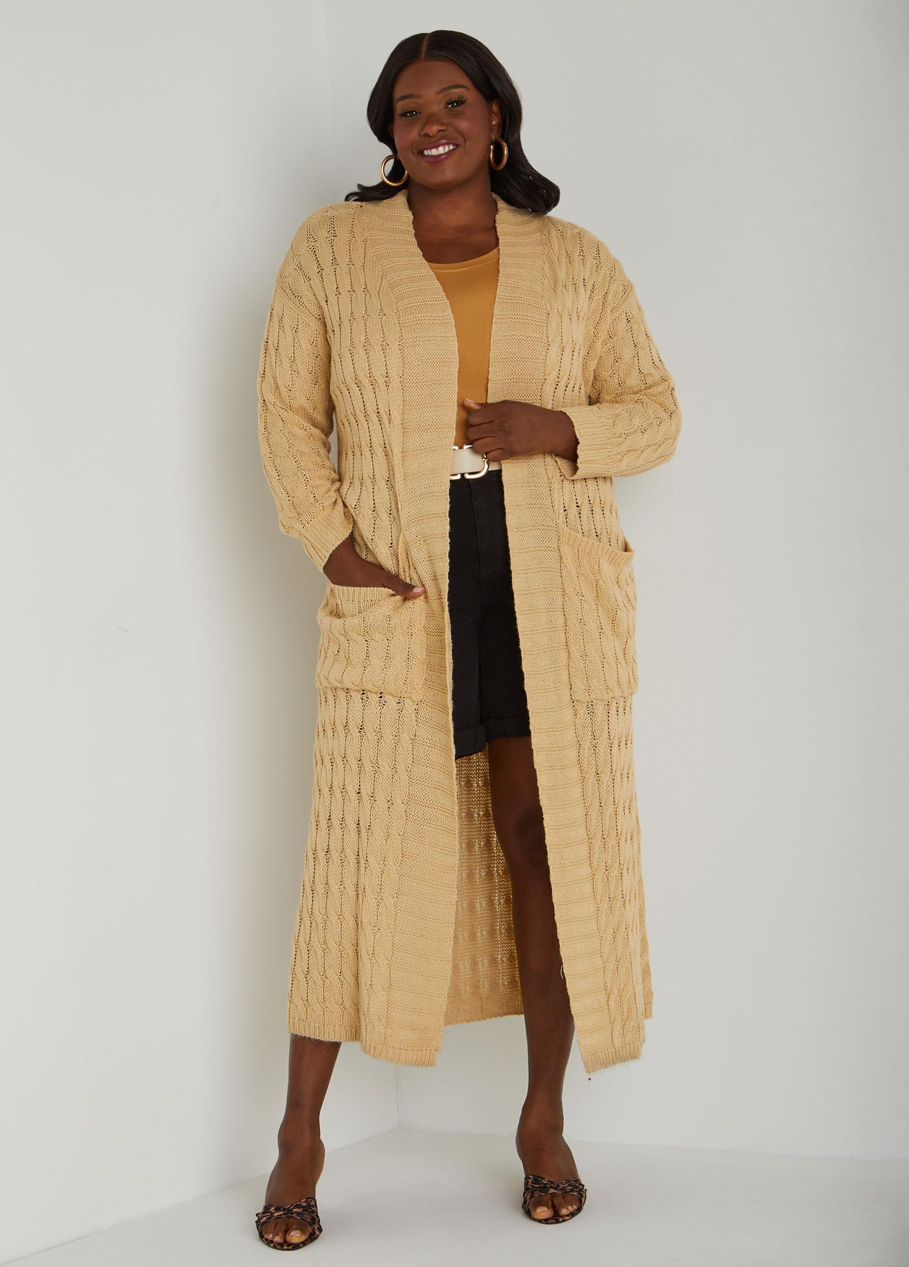 Pocketed Cable Knit Duster Product Image
