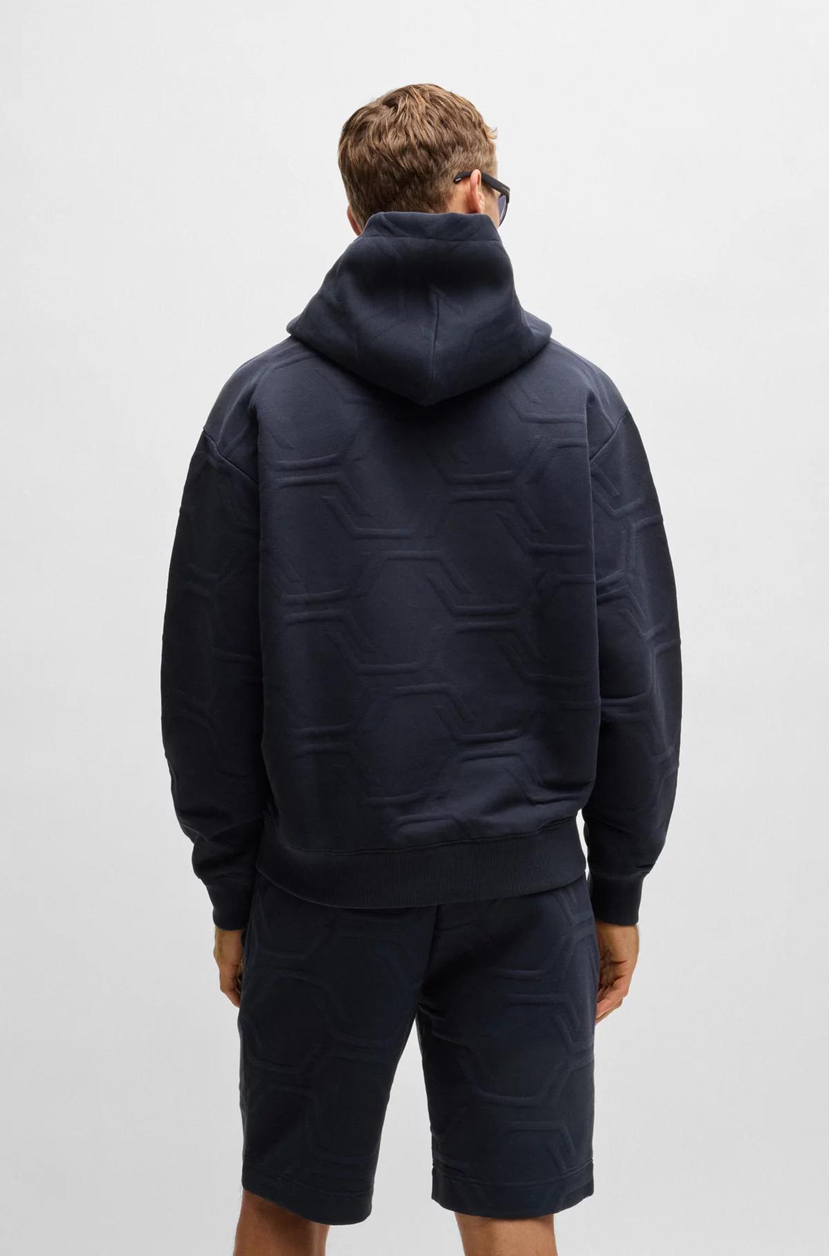 Boss Relaxed-Fit Hoodie with Hexagonal Quilting Product Image