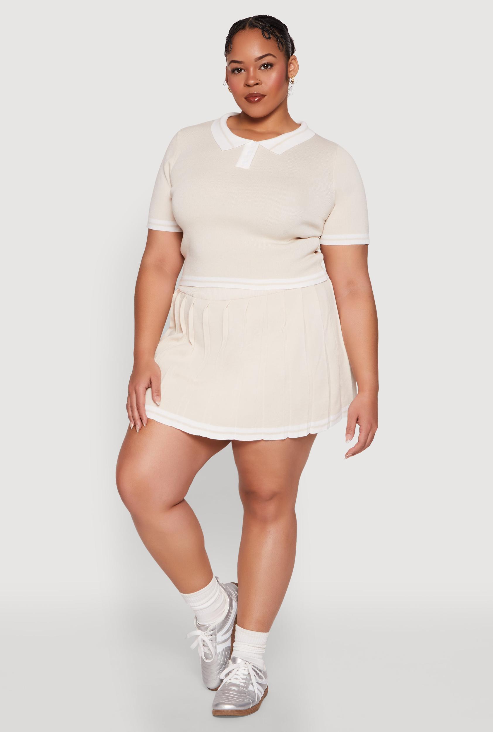 Womens Plus Size Daisy Varsity Stripe Pleated Skort Product Image