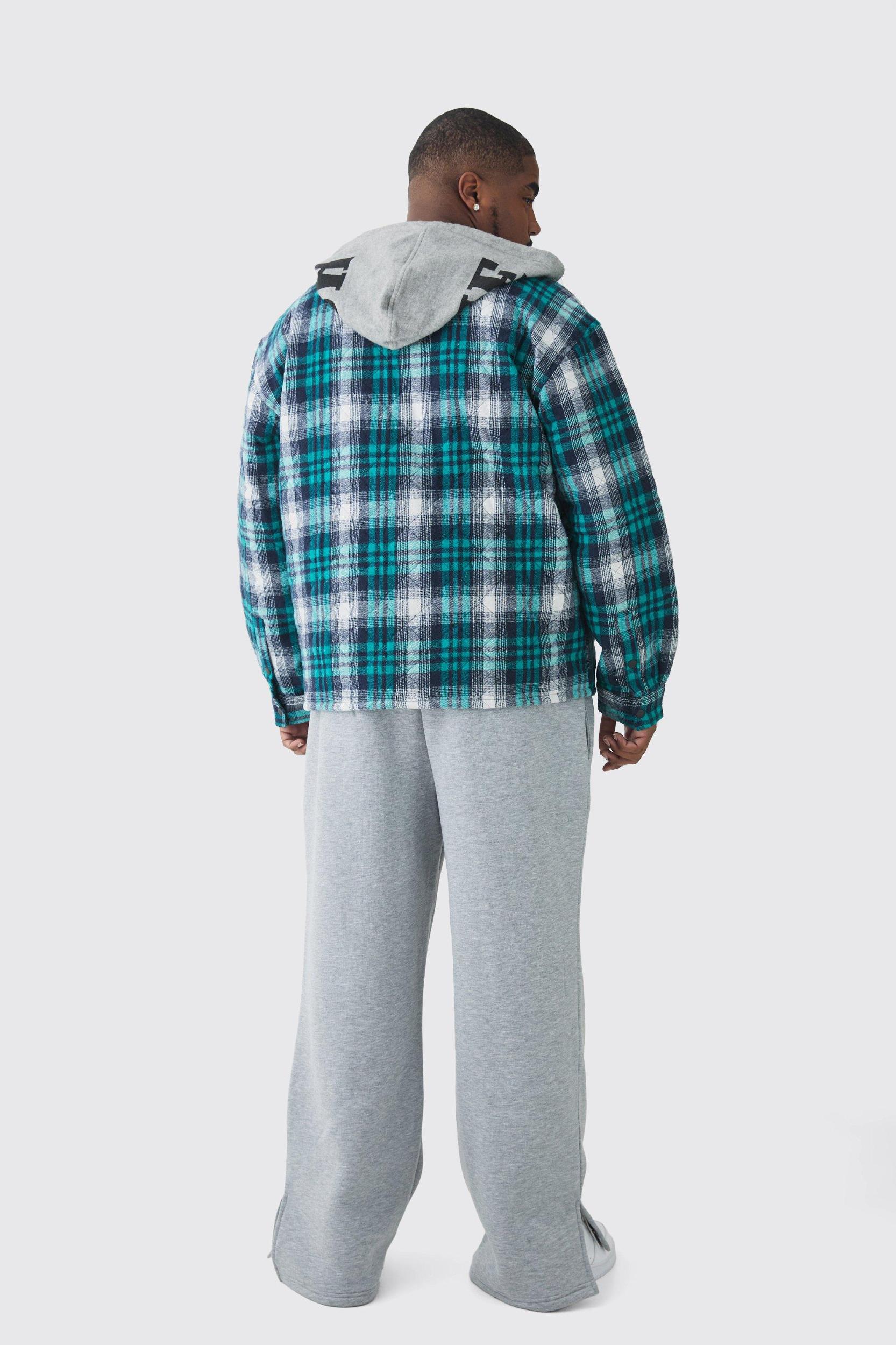 Plus Brushed Back Embroidered Split Hem Relaxed Sweatpants | boohooMAN USA Product Image