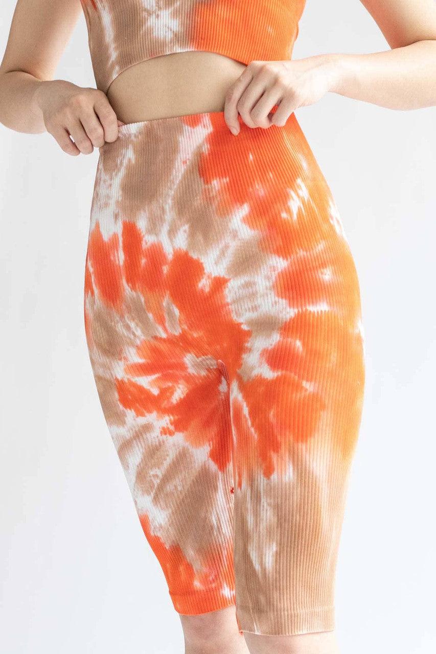 Sunburned Tie Dye Ribbed Seamless Bike Shorts Product Image