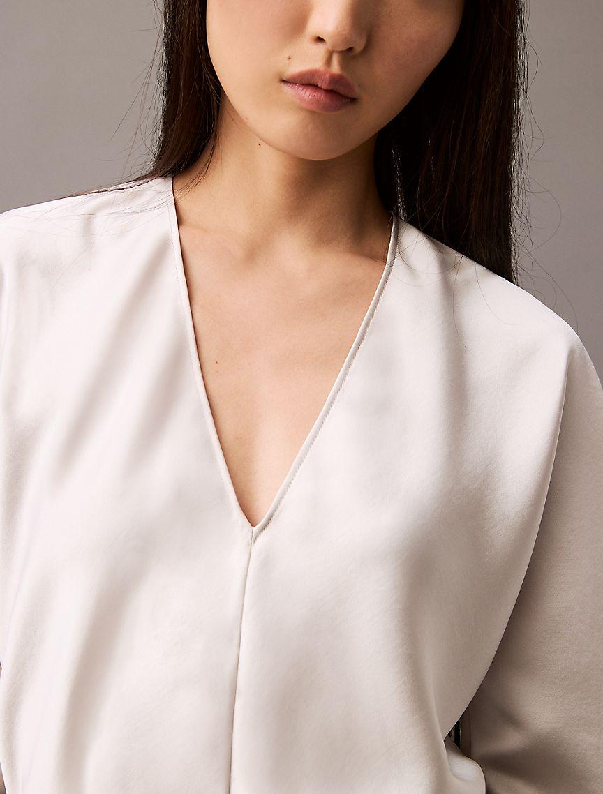 Satin V-Neck Blouse Product Image