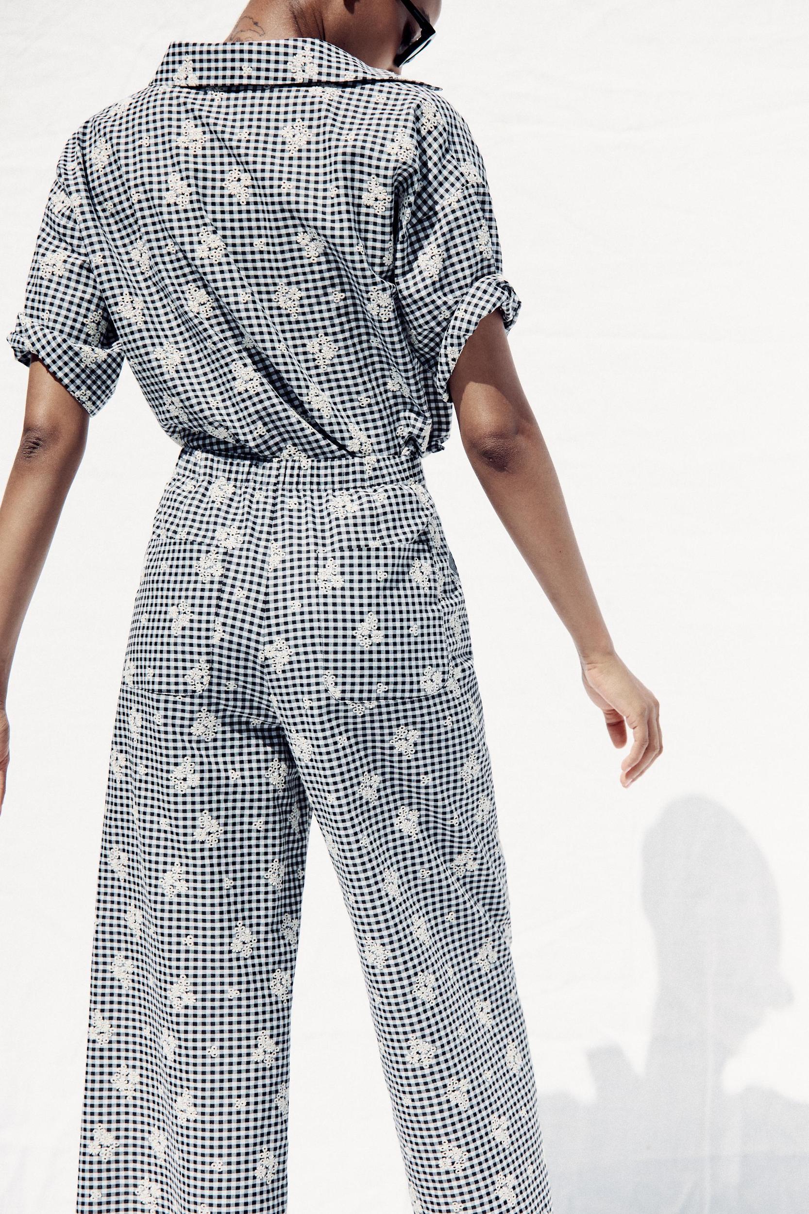 GINGHAM CULOTTES WITH EMBROIDERY Product Image