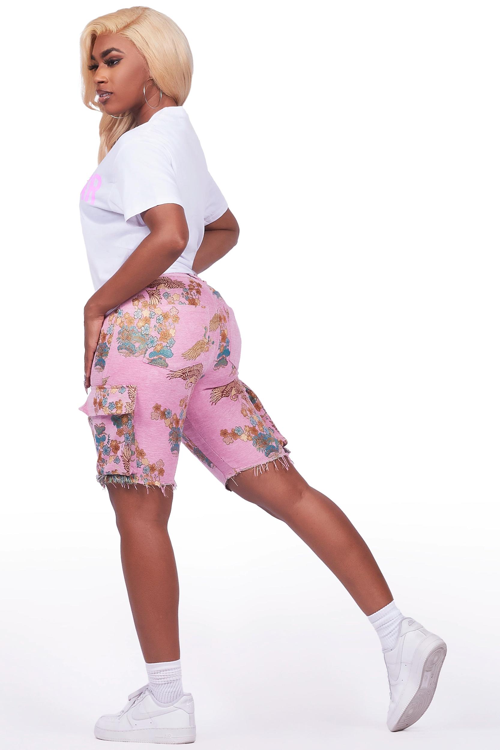 Vatasha White/Pink T-Shirt Short Set Female Product Image