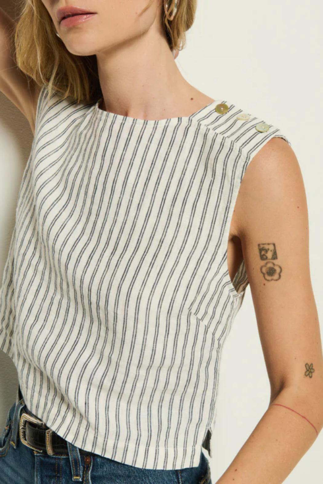 Cara Stripe Tank- Linen Stripe Product Image