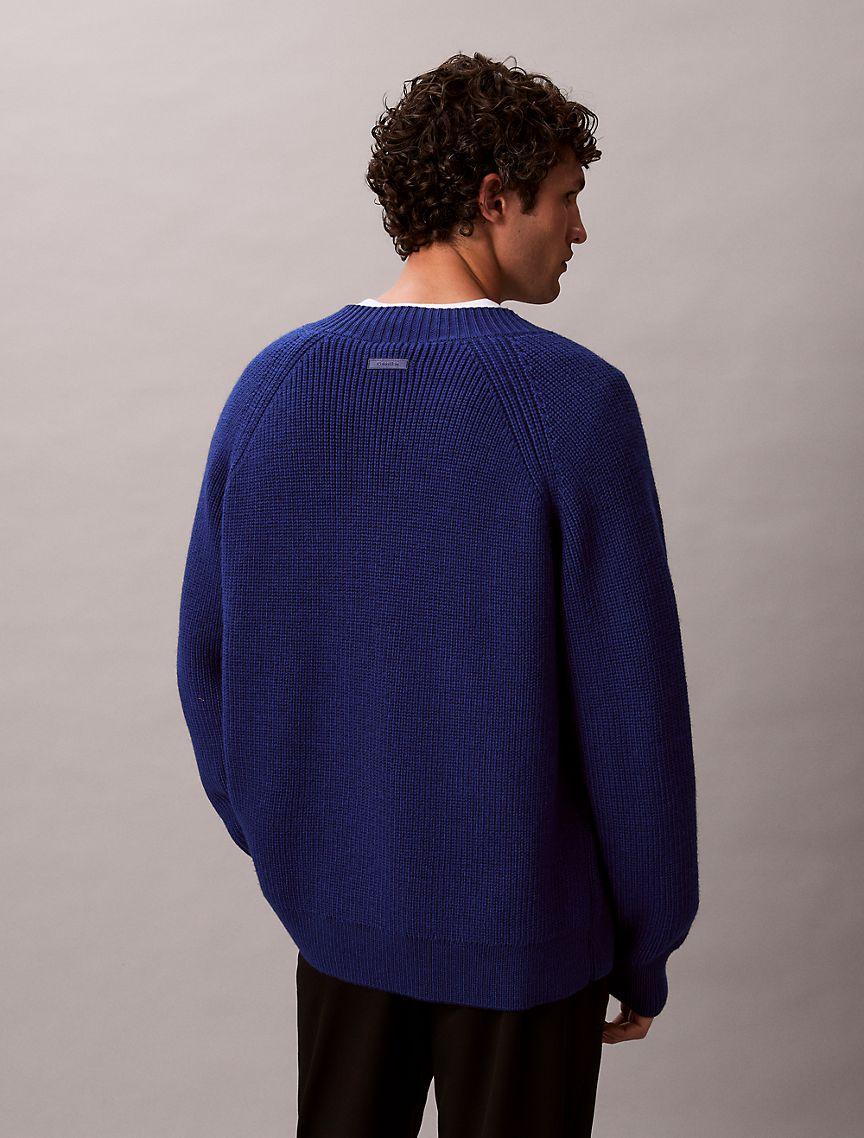 Merino Wool Blend Relaxed V-Neck Sweater Product Image