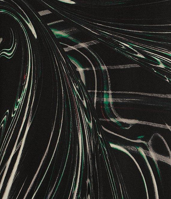 Eva Varro Abstract Swirl Print Knit Jersey Boat Neck 3/4 Sleeve Layered Blouson Dress Product Image