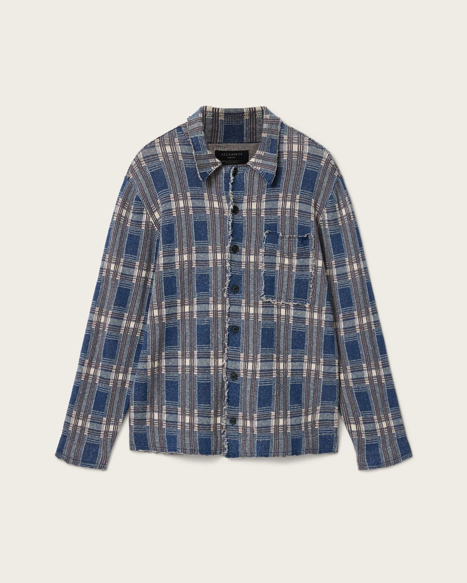Solmar Knitted Check Cardigan MOONSTONE BLUE | ALLSAINTS US Product Image