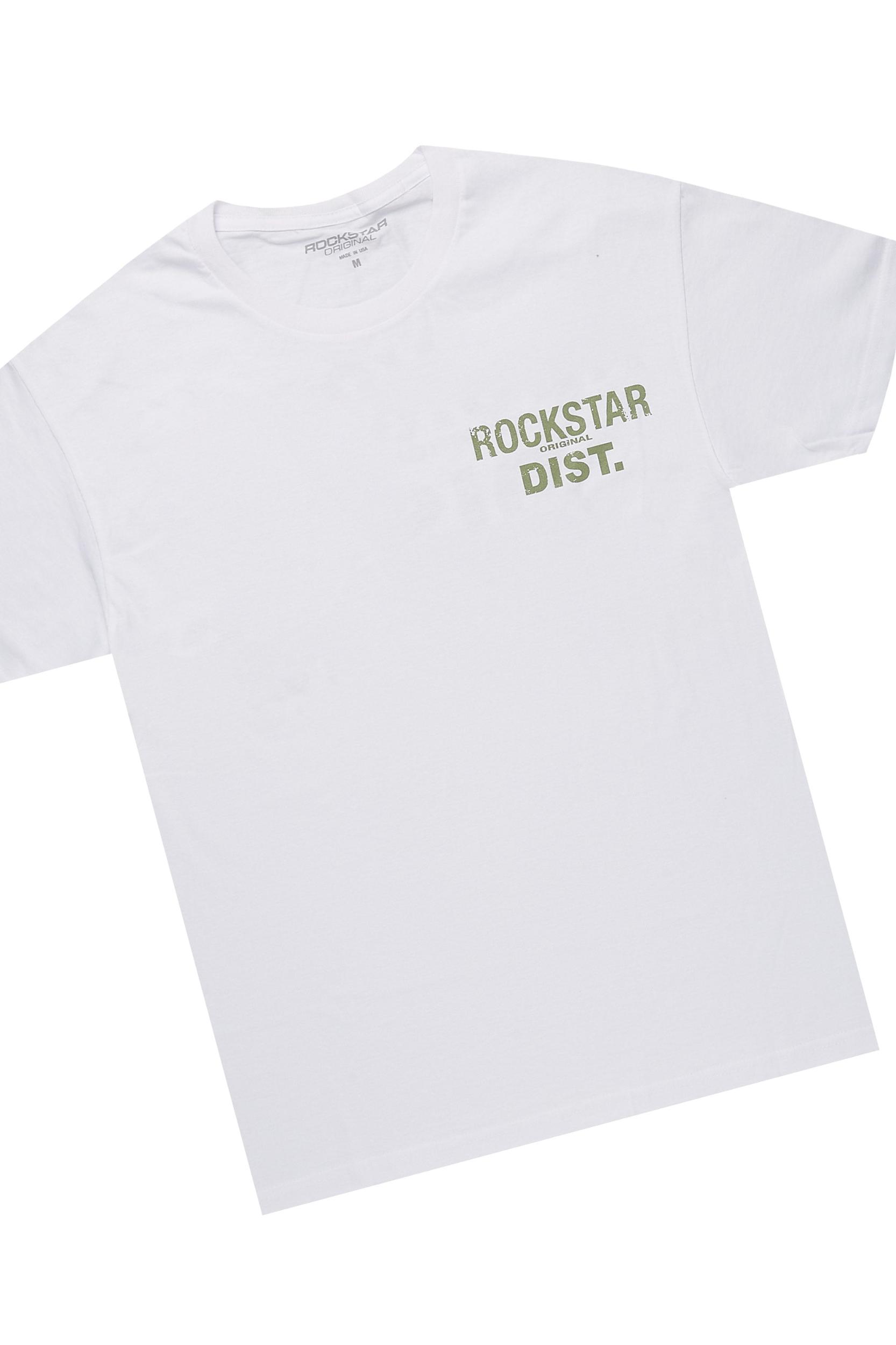 Lake White/Green T-Shirt & Denka Dark Blue Slim Jean Bundle Male Product Image