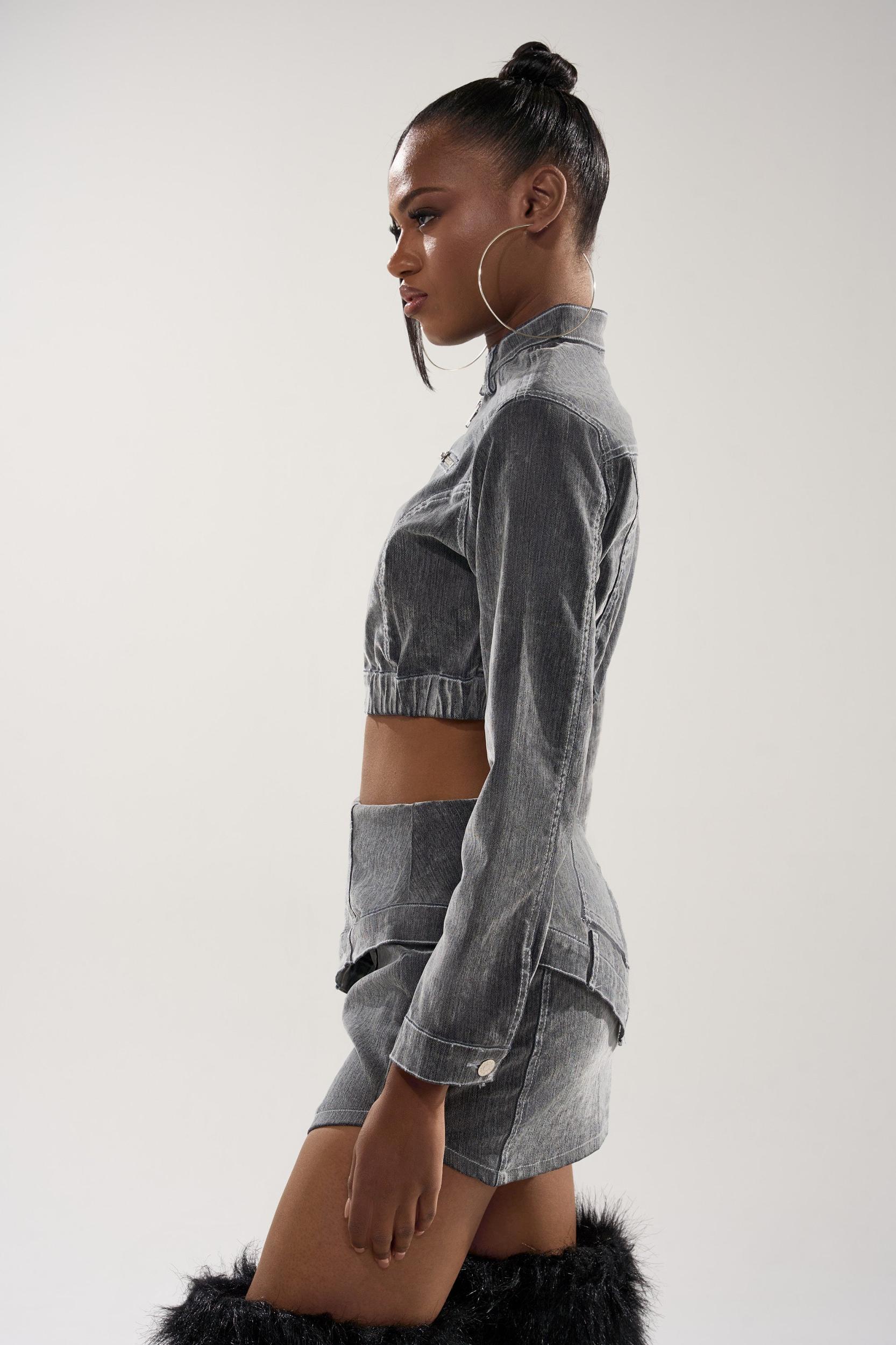 ALL FOR LOVE VELVET DENIM MOTO Product Image