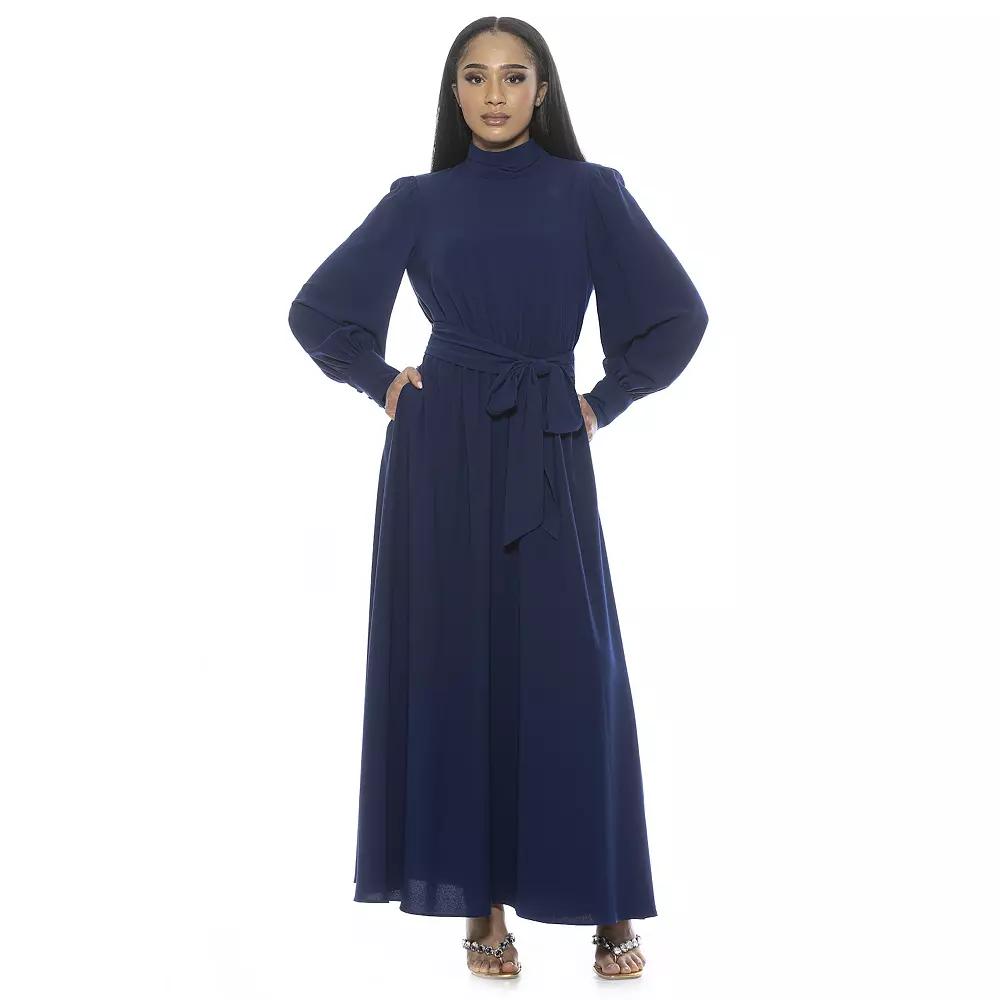 Women's ALEXIA ADMOR Isaliah Mockneck Blouson Sleeve Maxi Dress,  Product Image