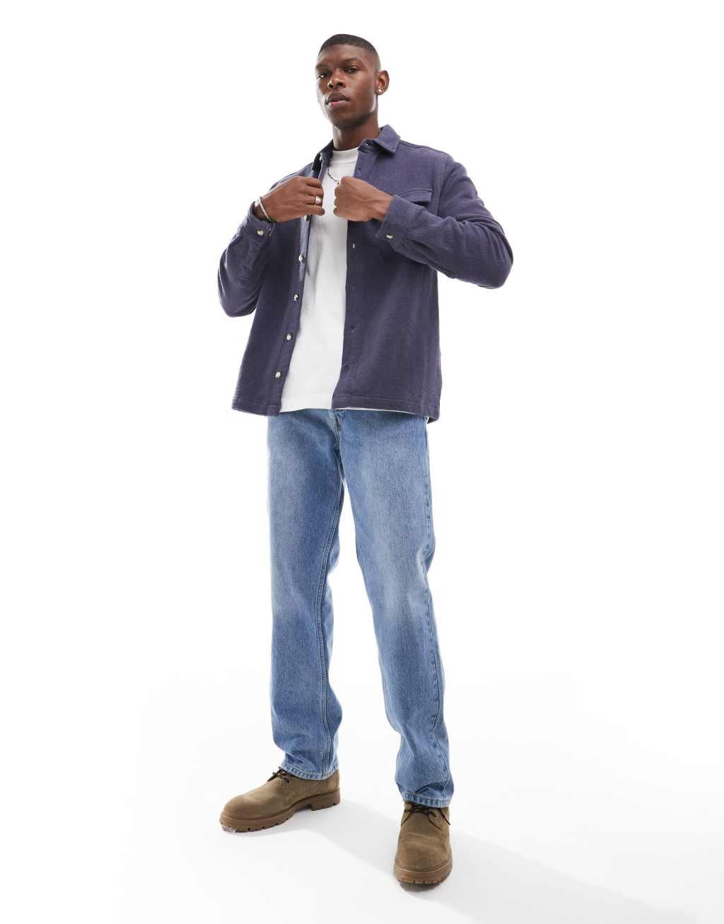 ASOS DESIGN overshirt in dark navy Product Image