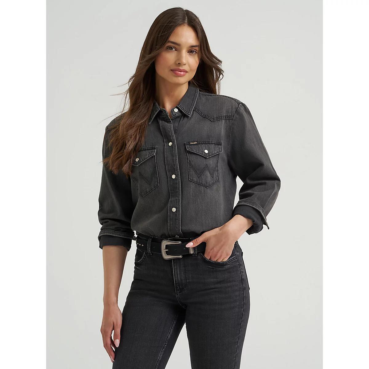 Women's Boyfriend Denim Shirt in Nashville Product Image