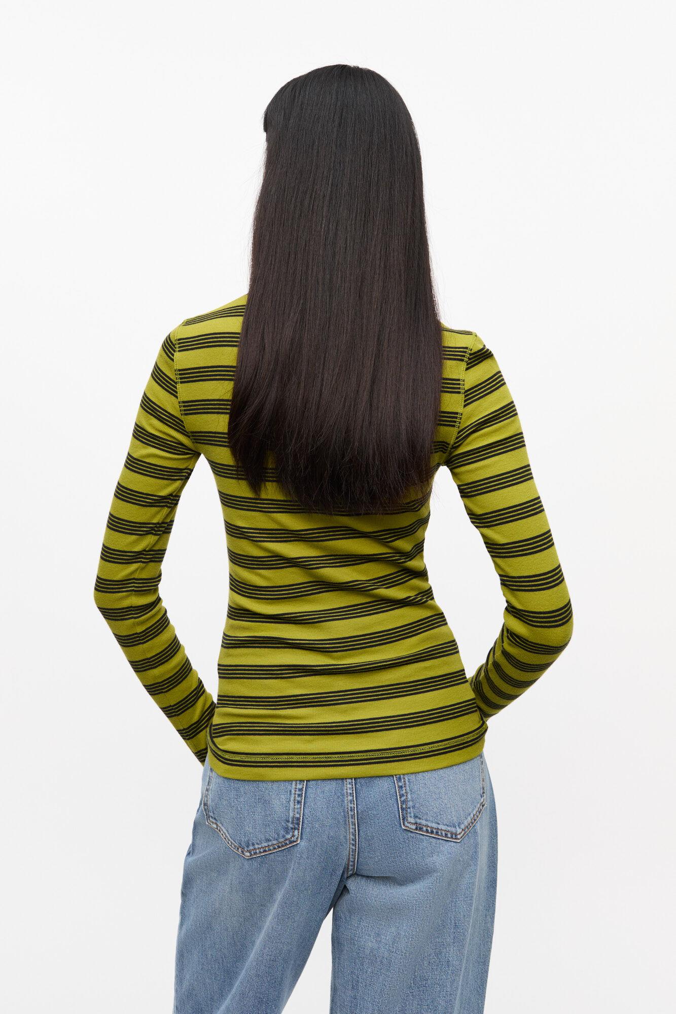 Striped Soft Cotton Rib Long Sleeve T-Shirt Product Image