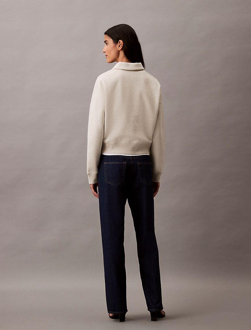 Calvin Klein Womens Archive Logo Fleece Quarter Zip Mock Neck Sweatshirt - Grey Product Image