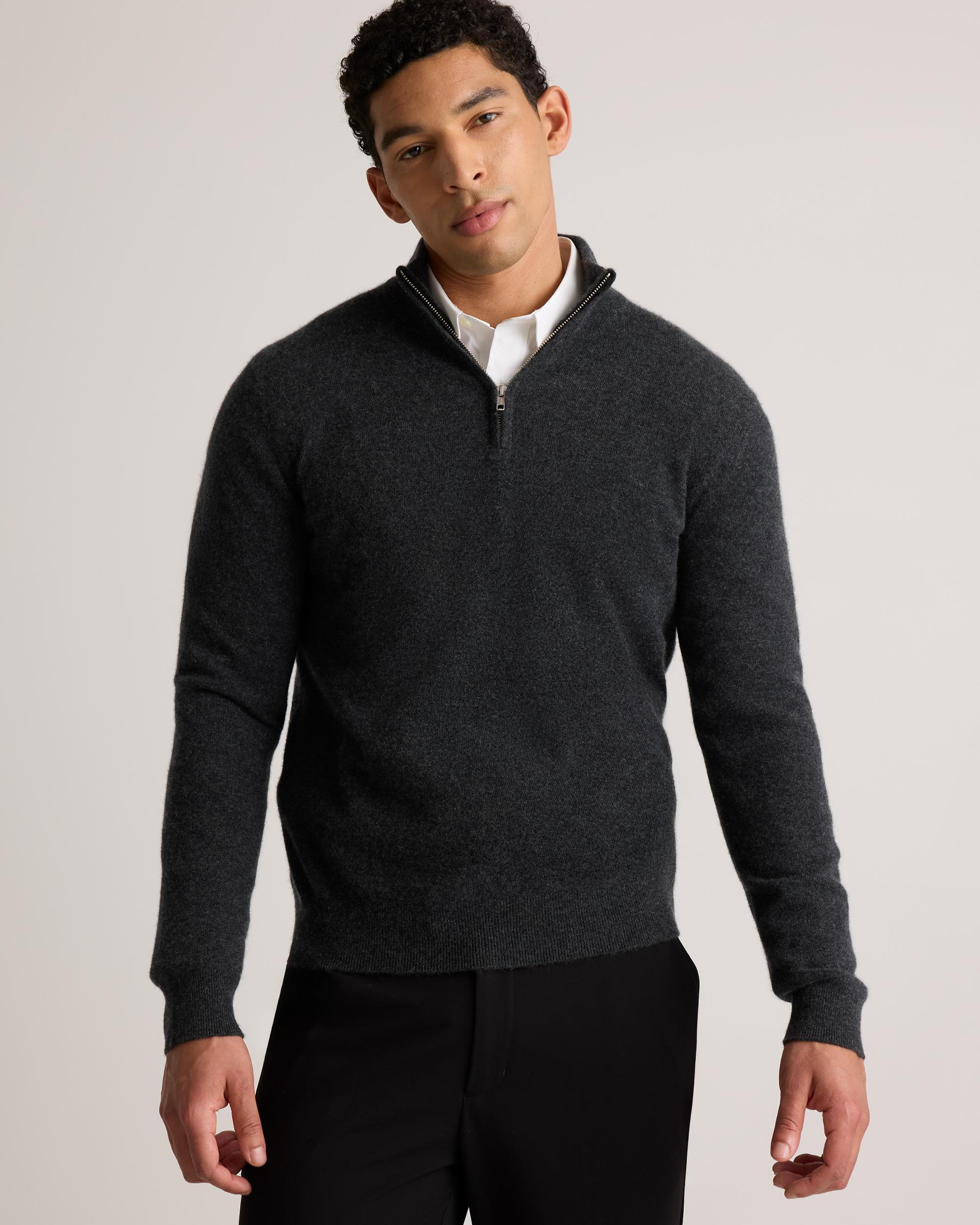 Quince | Men's Mongolian Cashmere Quarter Zip Sweater Product Image