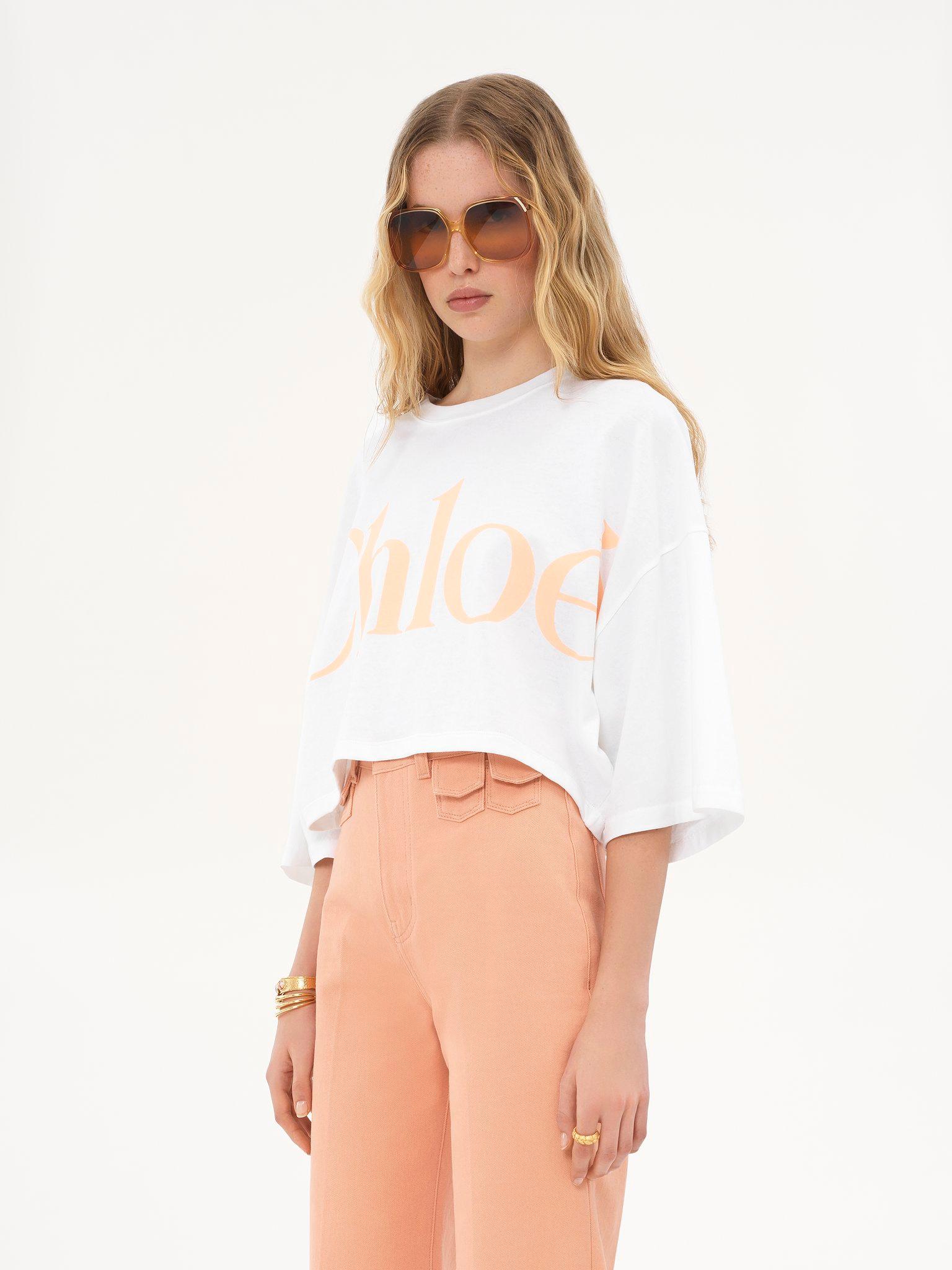 Oversized cropped logo T-shirt in cotton jersey Product Image