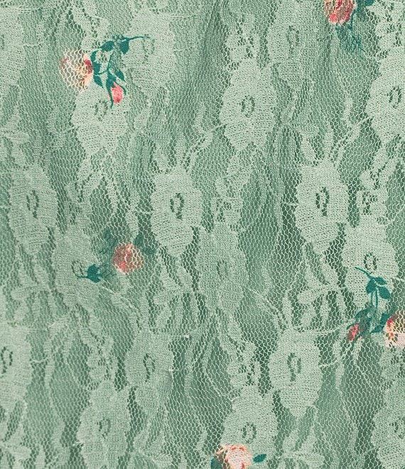 Honey & Sparkle Floral Pattern V-Neck Sleeveless Ruffle Edge Lined Lace Top Product Image