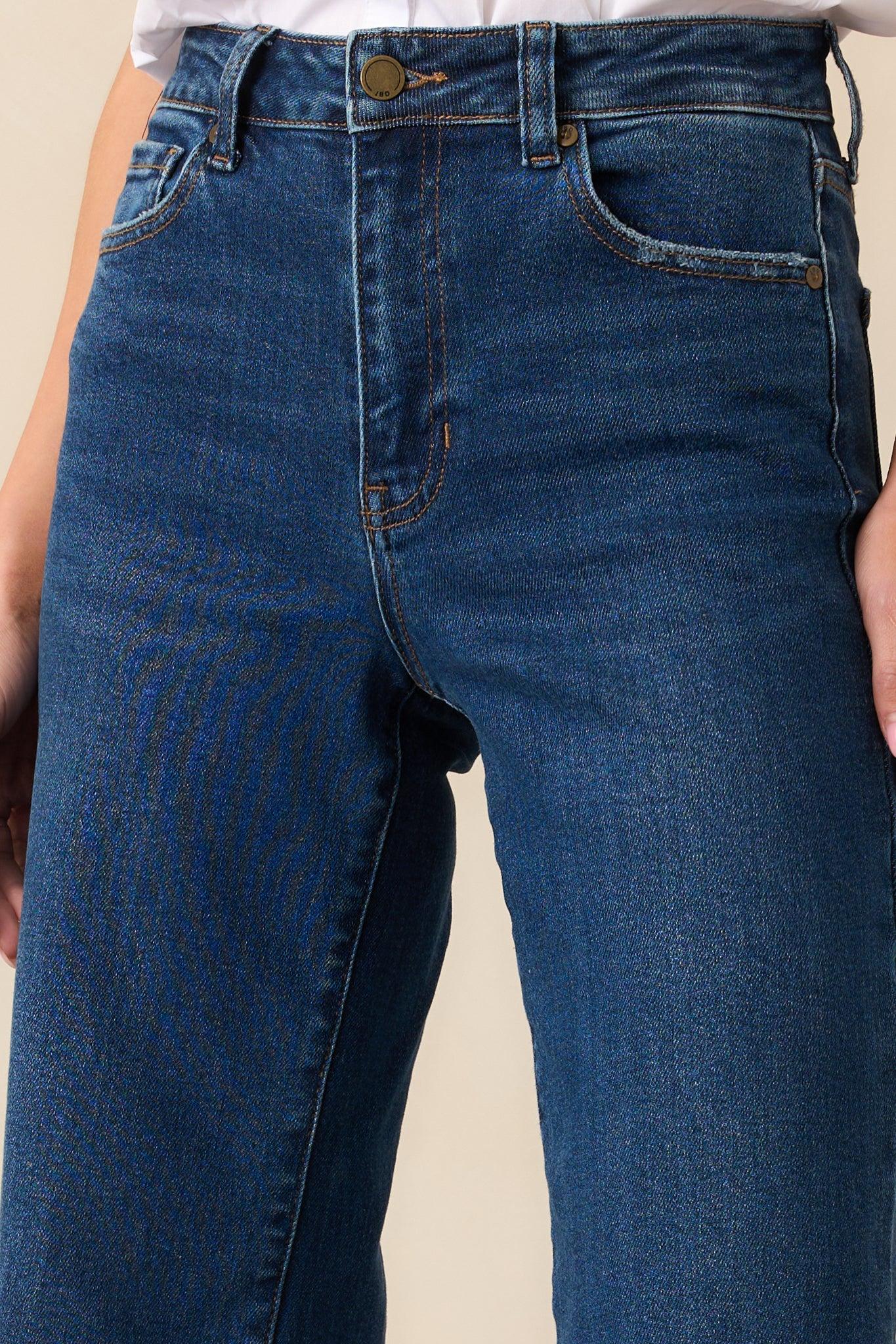 Already On It Dark Wash Wide Leg Jeans Product Image