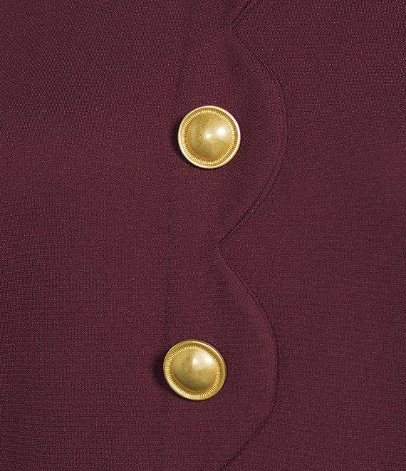 J.McLaughlin Florence Knit Round Neck Short Sleeve Button Front Scallop A-Line Dress Product Image