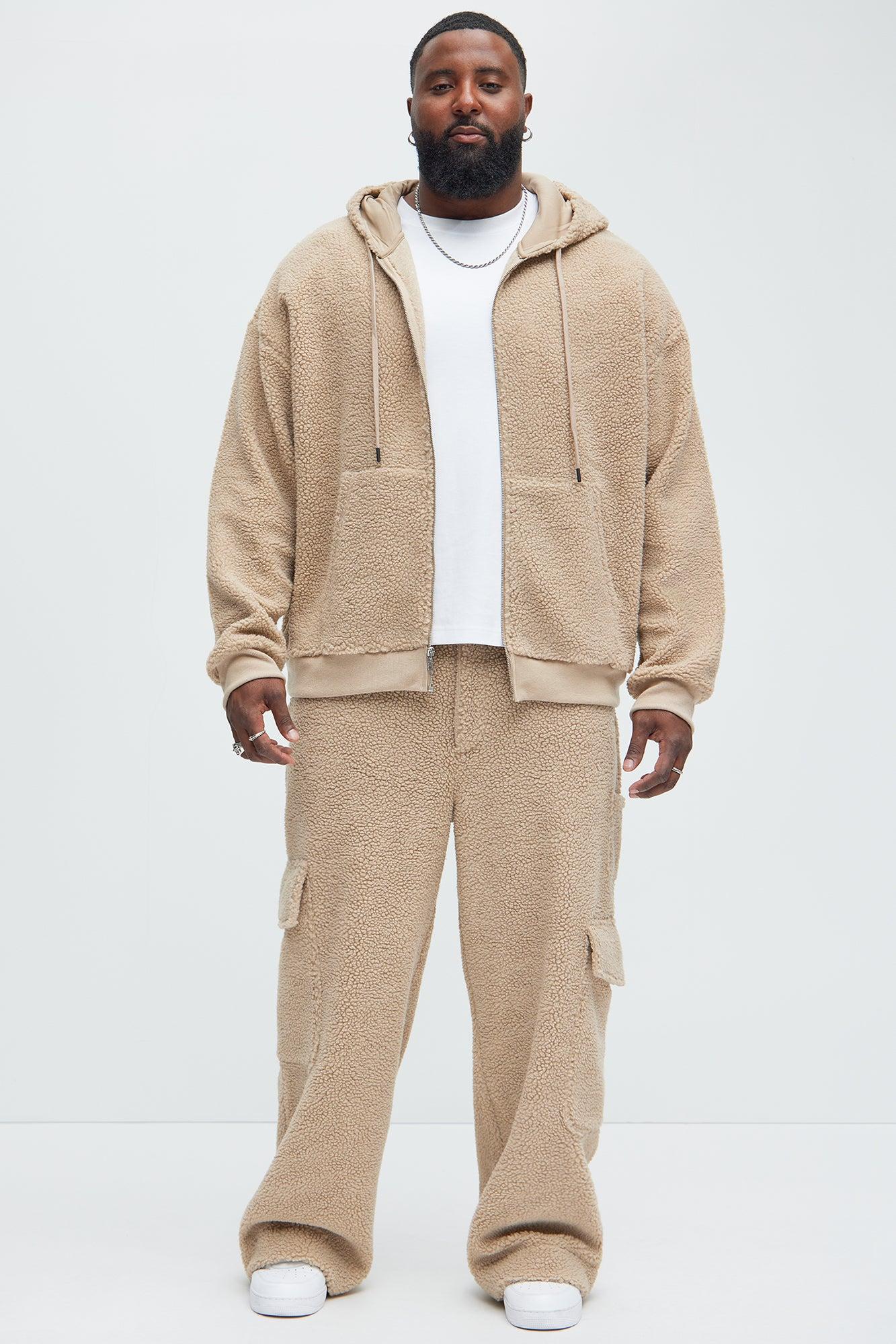 Axel Polar Fleece Baggy Cargo Pants - Tan Product Image