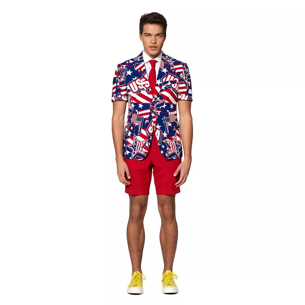 Men's OppoSuits Slim-Fit Stars & Stripes Suit & Tie Set,  Product Image