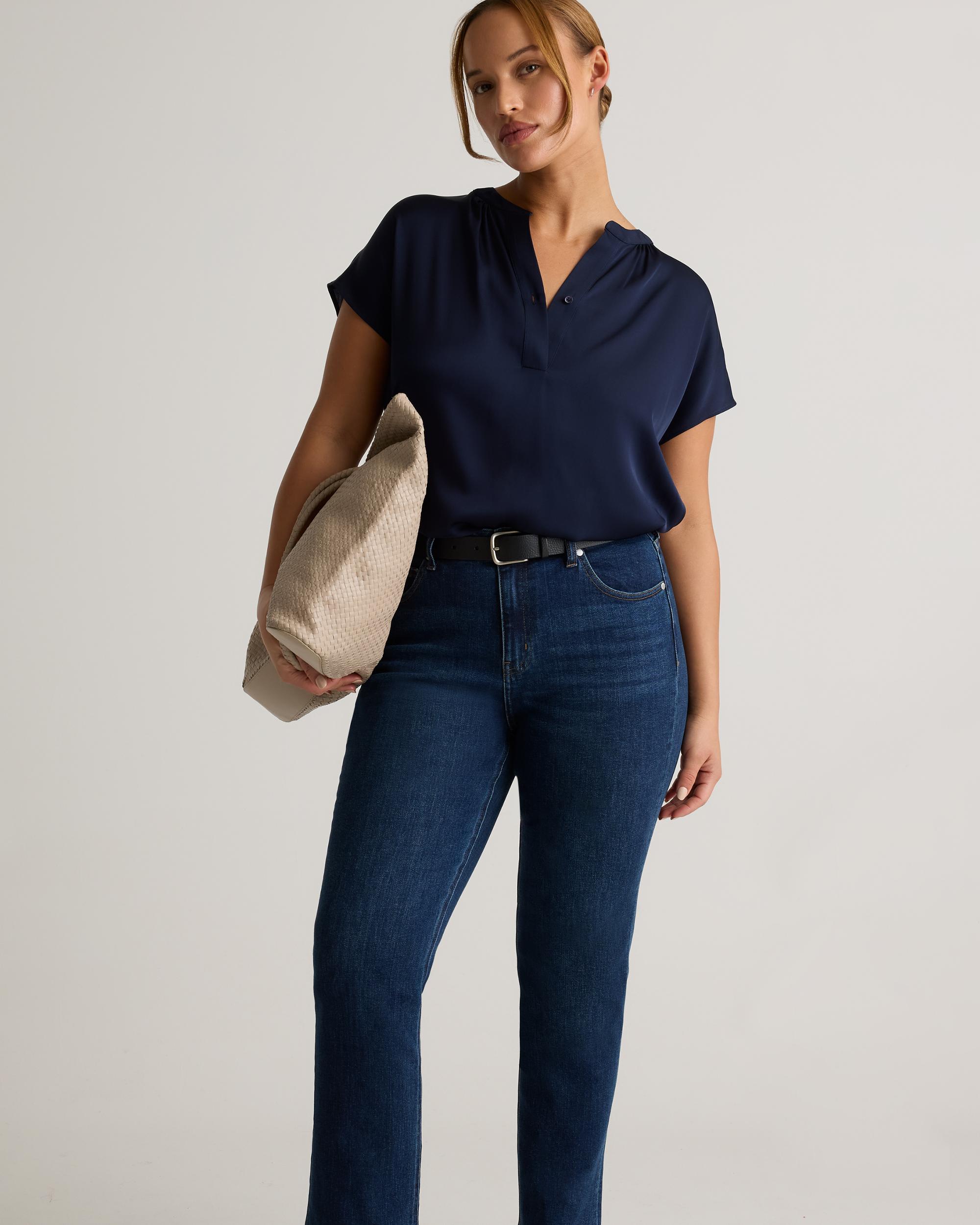 Quince | Women's Luna Stretch Slim Straight Jeans Organic Cotton Product Image