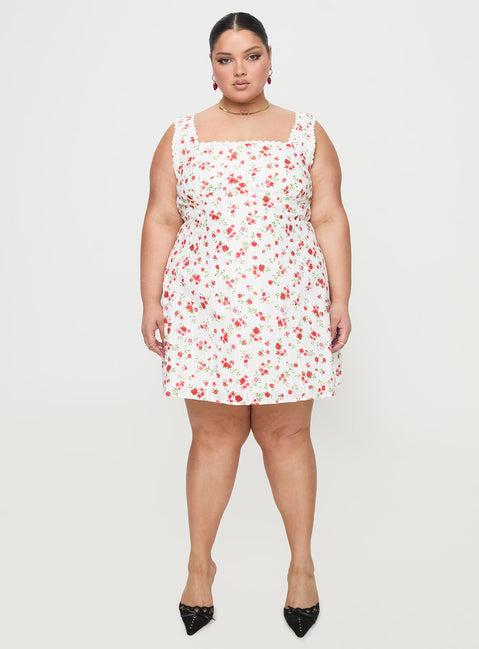 Dasha Mini Dress White Floral Curve Product Image