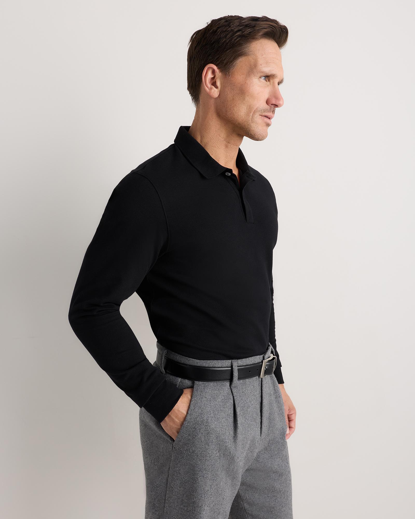 Quince | Men's Long Sleeve Pique Polo Organic Cotton Product Image