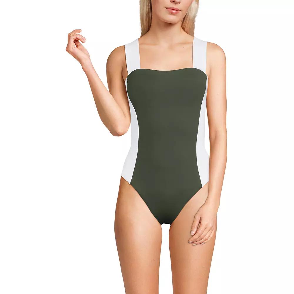 Women's Lands' End Square Neck High Leg One-Piece Swimsuit,  Product Image