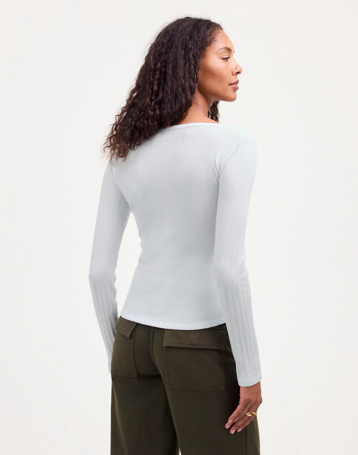 Pointelle Long-Sleeve Scoopneck Tee Product Image
