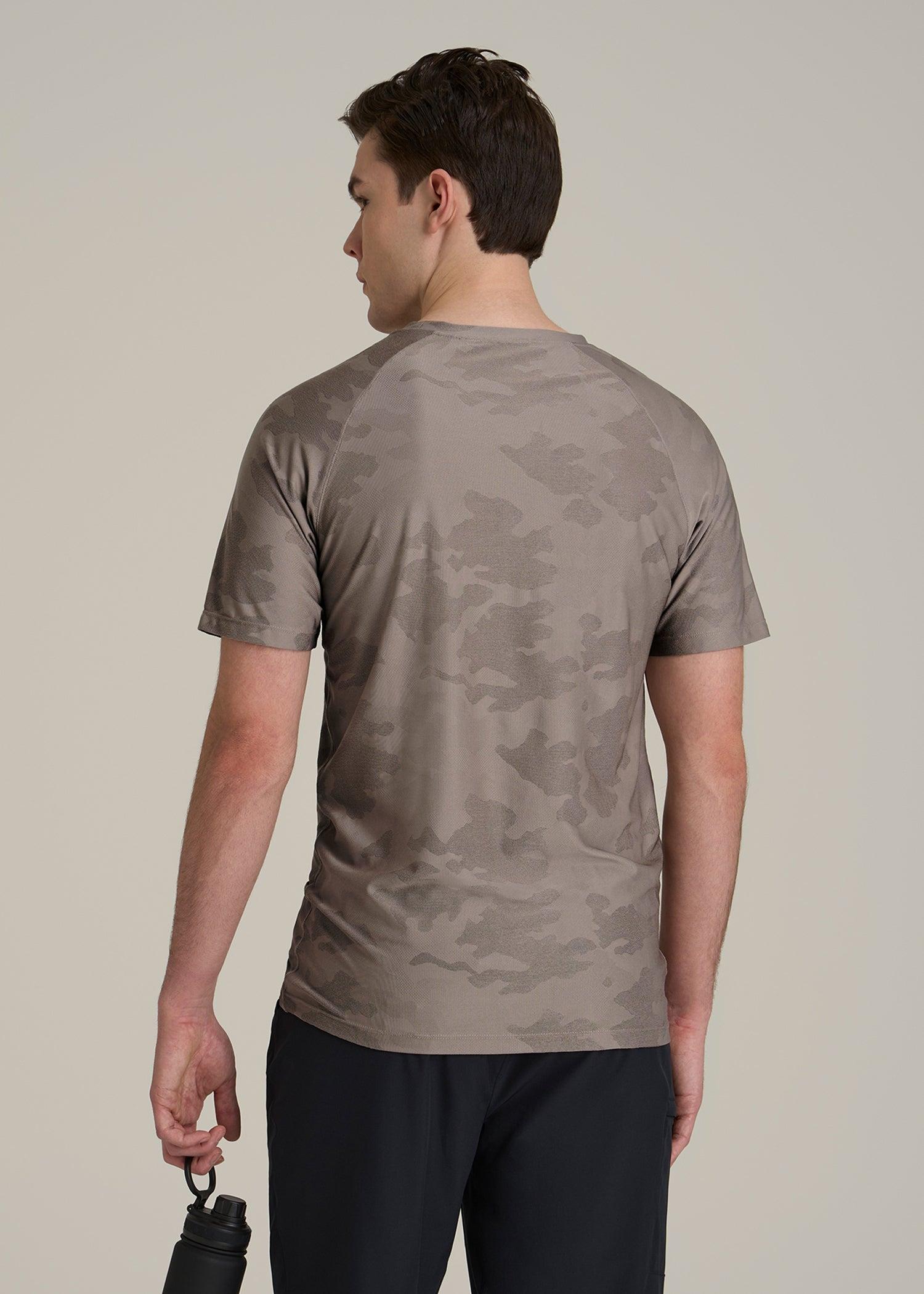 Jacquard Training T-Shirt for Tall Men in Portobello Male Product Image
