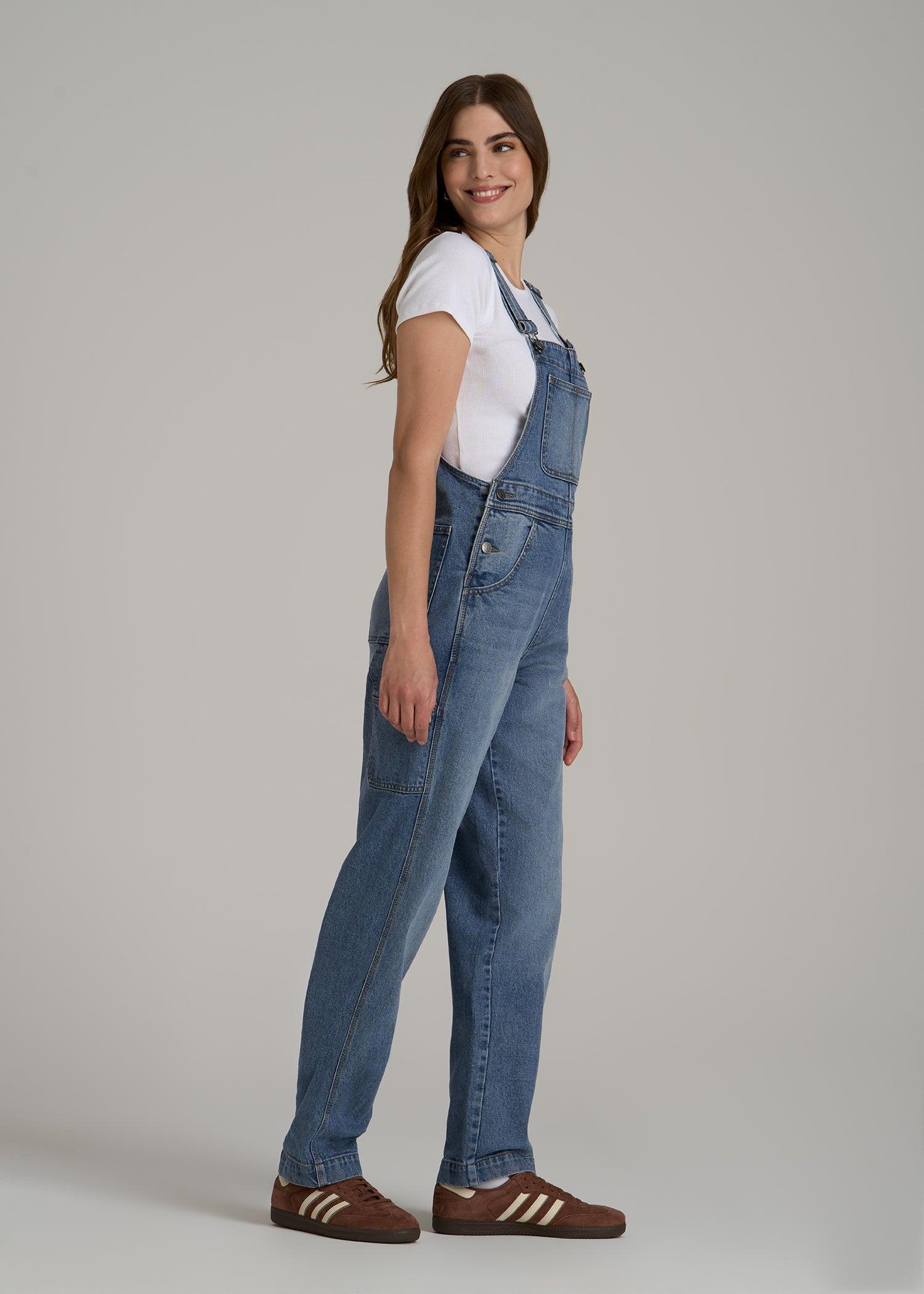 Denim Overalls for Tall Women in Malibu Blue Female Product Image