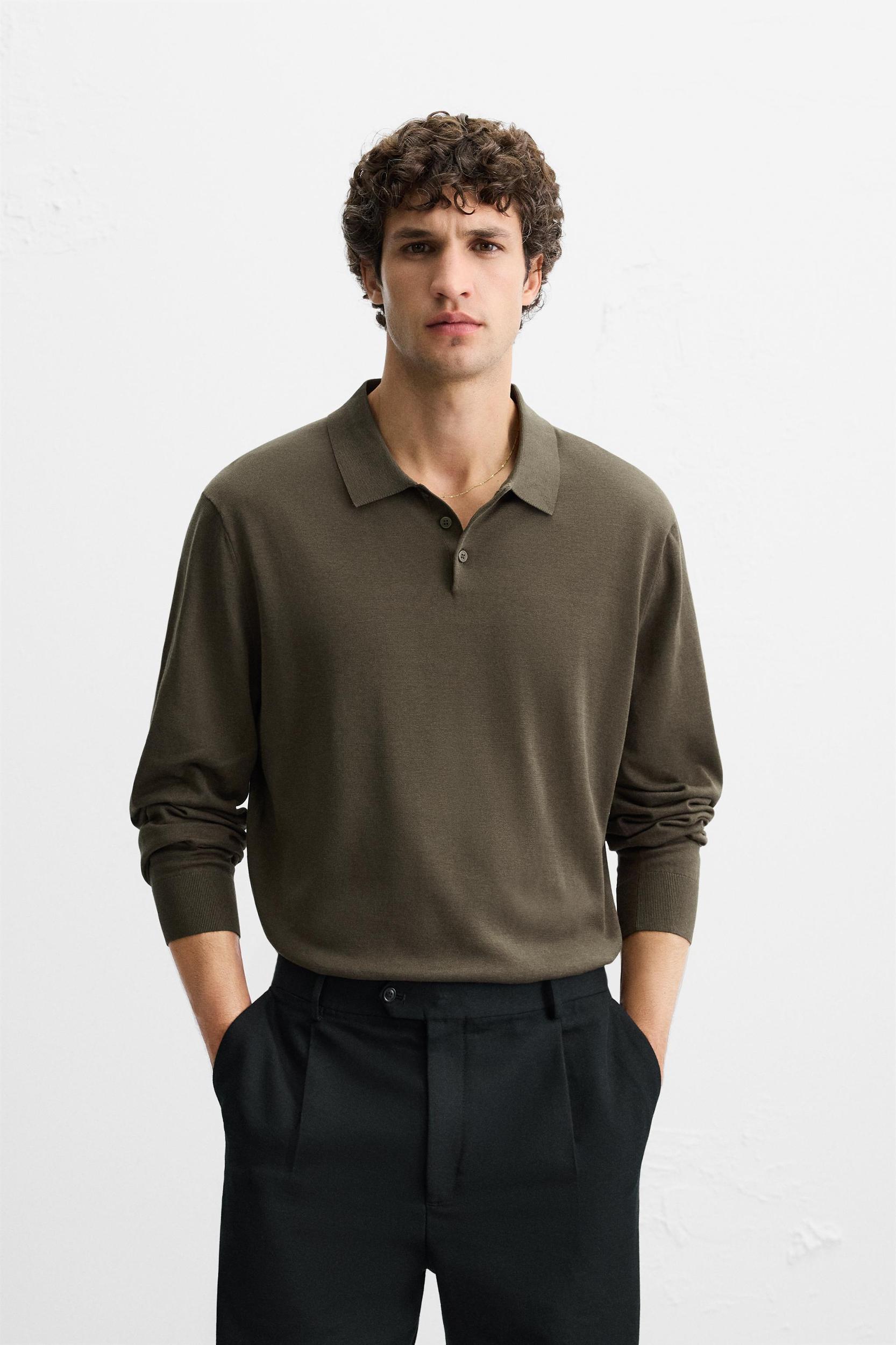 COTTON - SILK BLEND KNIT POLO Product Image