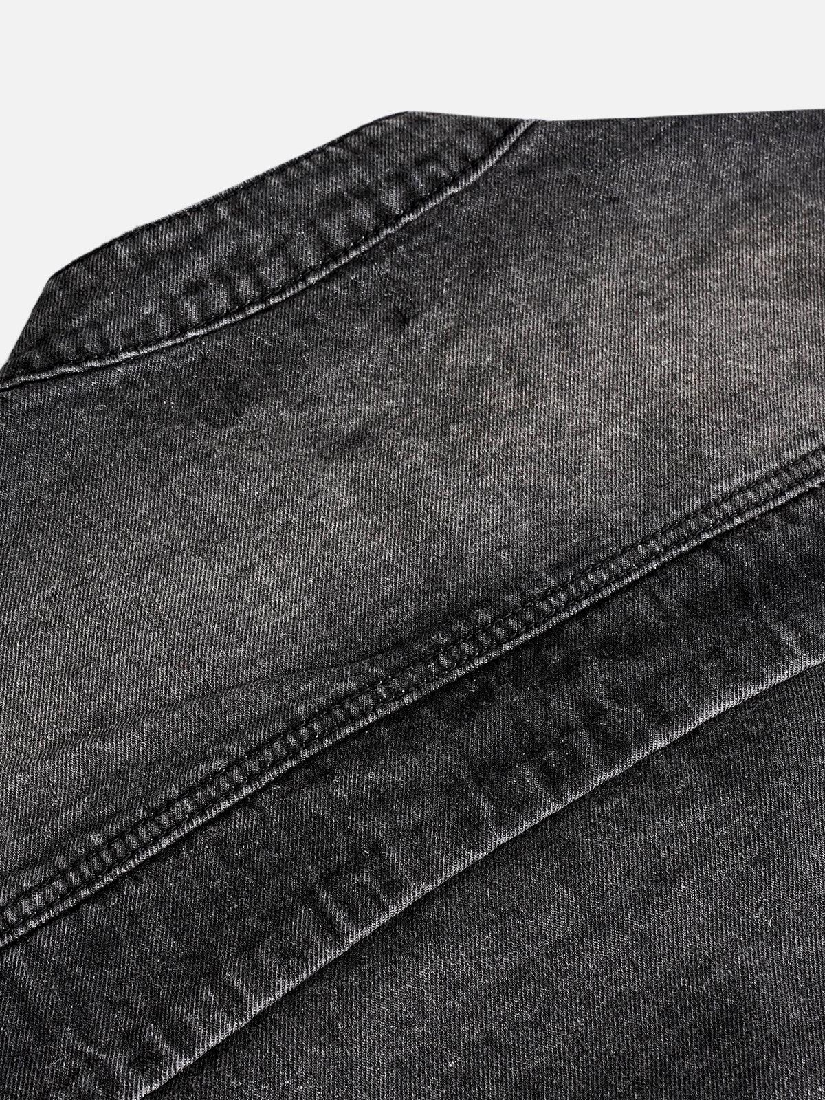 Aelfric Eden Vintage Washed Zip Up Denim Jacket Product Image