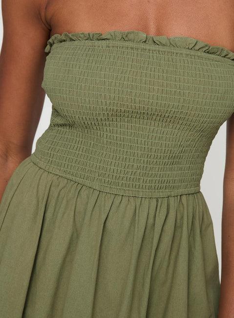 Chani Strapless Maxi Dress Olive Product Image