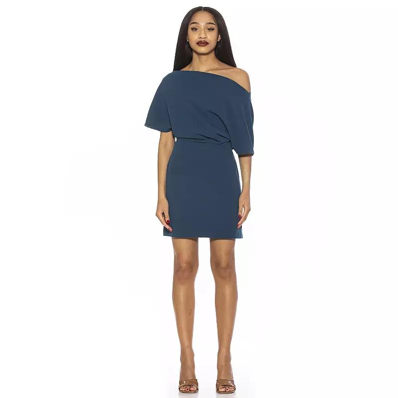 Women's ALEXIA ADMOR Draped Shoulder Mini A-Line Dress,  Product Image