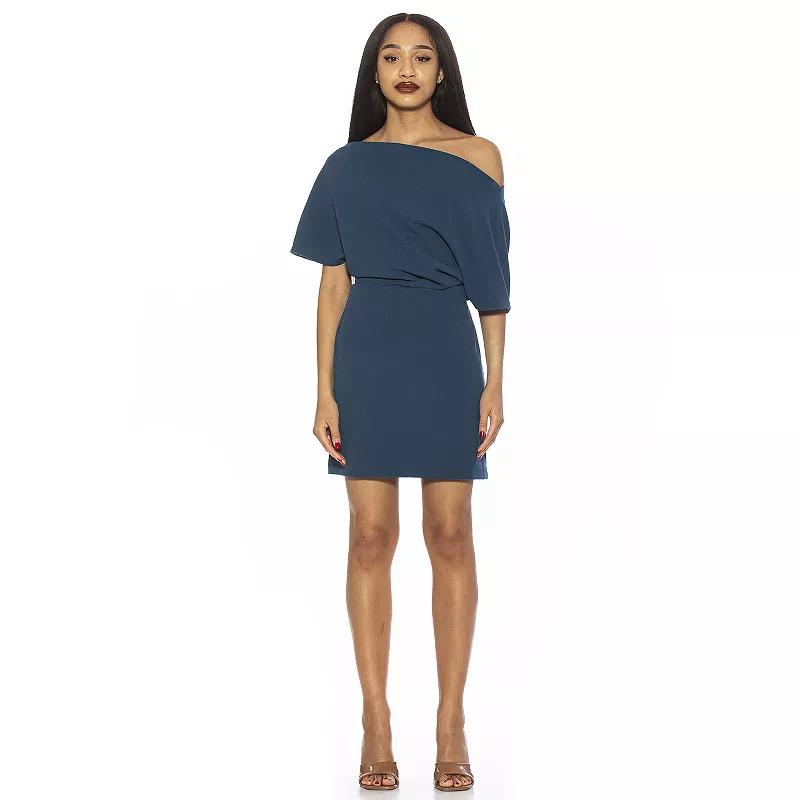 Women's ALEXIA ADMOR Draped Shoulder Mini A-Line Dress,  Product Image