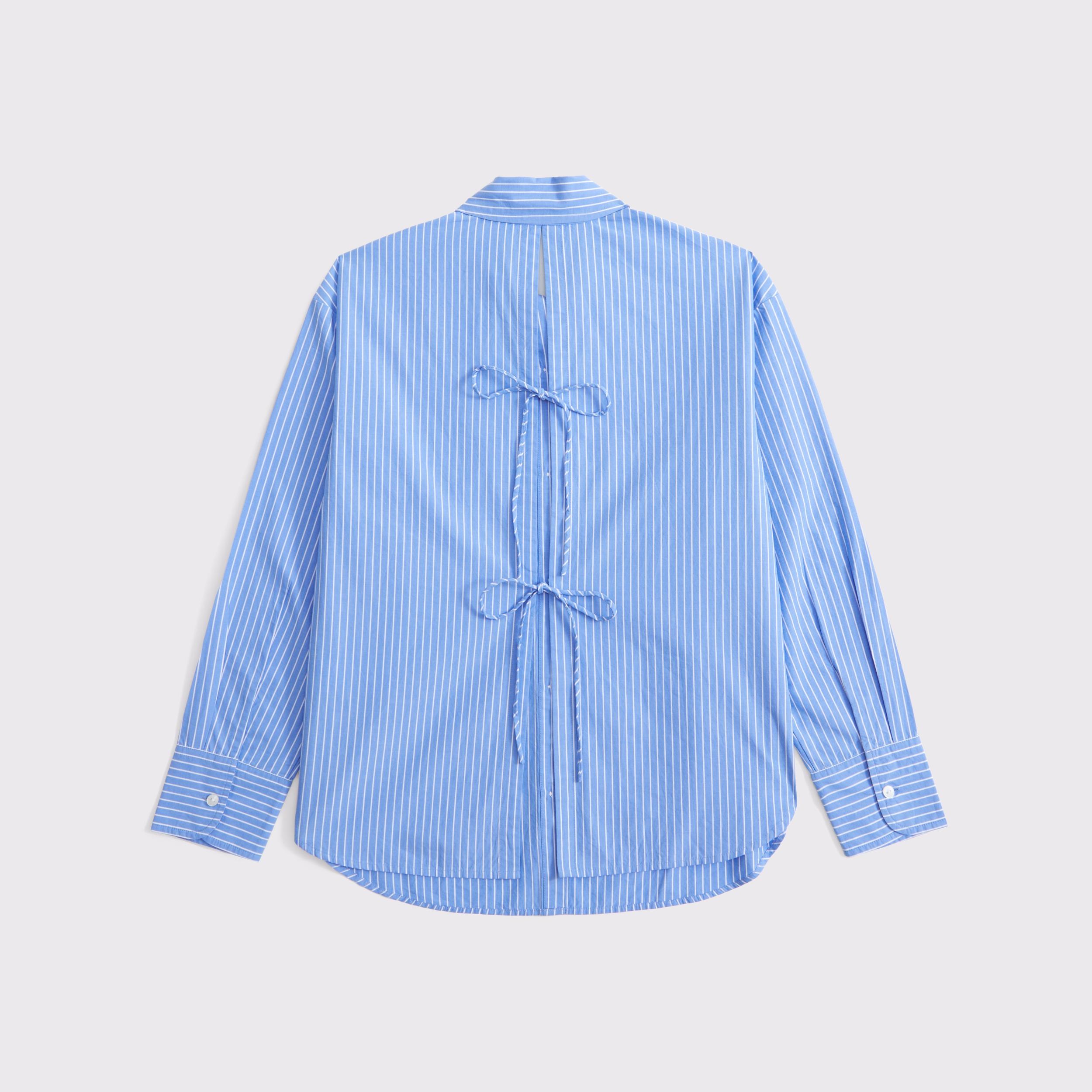 Oversized Tie-Back Poplin Shirt Product Image